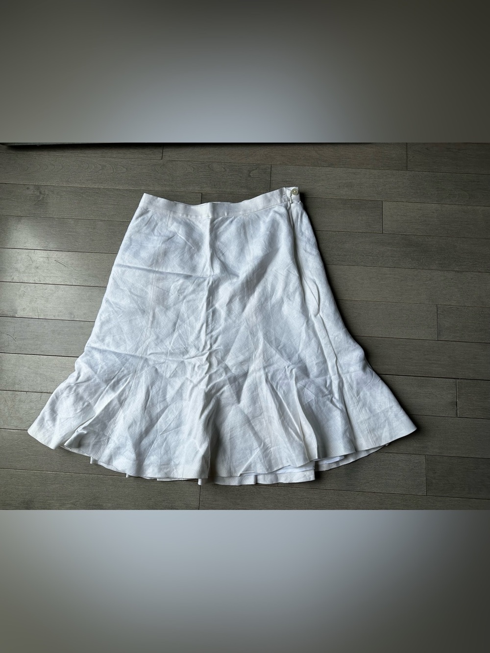 Women’s White Chaps Fluted Linen Midi Skirt Business Casual Size 6 Summer